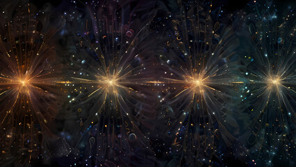 Fototapeta premium A swirling vortex of shimmering lights and dark shadows, where mystical symbols float in an ethereal haze, evoking the mysterious energy of ancient magic