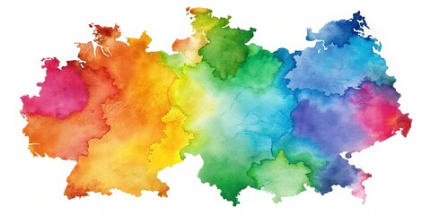 Artistic watercolor map of Germany with vibrant shades representing culture and heritage