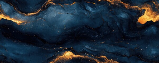 Abstract dark blue and golden marble texture, perfect for background or wallpapers, portraying elegance and sophistication.