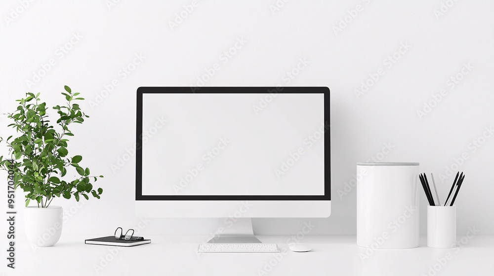 Poster clean and minimalist website design on a white background, modern user interface, sleek web aestheti