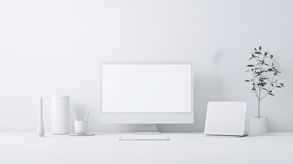 Fototapeta premium Clean and minimalist website design on a white background, modern user interface, sleek web aesthetics.