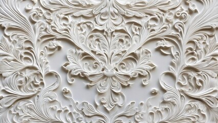 Obraz premium Intricate white floral pattern on a smooth surface, creating a symmetrical design.