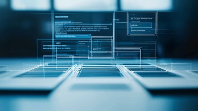 Wireframe of a website layout with focus on user navigation paths, intuitive design concept, seamless user experience.
