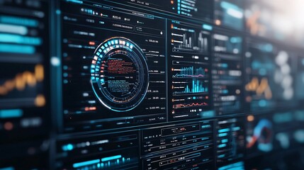 Obraz premium Animated dashboard with real-time website traffic analytics, live data visualization, web performance monitoring.