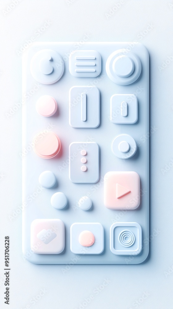 Poster minimalist ui design with flat icons and soft gradients, website interface concept, digital platform