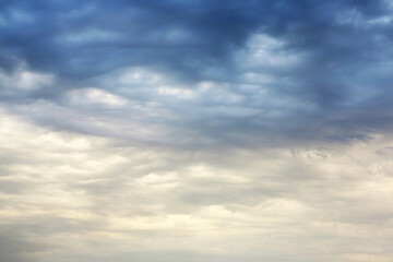Beautiful sky background - Sunset Sunrise sky with light clouds and real sun. Dramatic twilight sky background