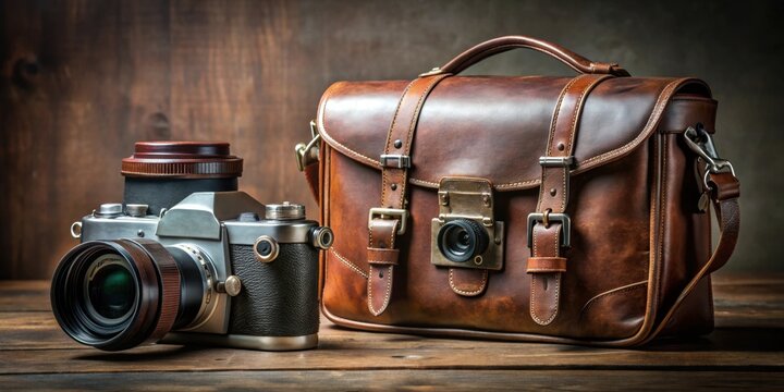 Vintage classic vibe camera bag with high resolution equipment, vintage, classic, vibe, camera bag, high resolution