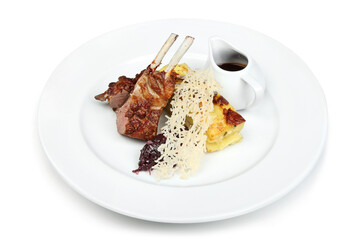 Gourmet Lamb Chops with Beetroot, Cheese, and Sauce