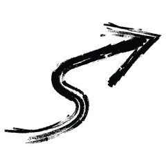 Artistic modern black arrow vector design isolated on a white square background