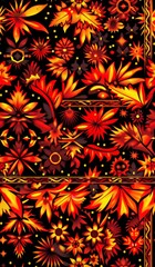 Patterned background with colorful African style patterns, background. AI digital illustration