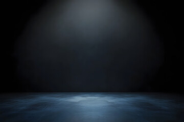Empty gradient black backdrop wallpaper studio floor template of abstract light dark background space or blank illustration room and spotlight product display stage on presentation ground platform.