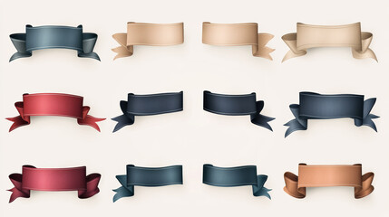 Extensive set of blank classic vintage ribbon banners for use as design elements. Vector illustration.