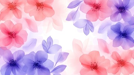 Delicate floral background featuring soft pink, purple, and lavender blooms, perfect for romantic designs and spring aesthetics.