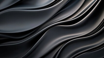 Fototapeta premium Elegant black fabric drapes create a smooth, flowing texture, perfect for backgrounds, fashion, or luxury design concepts.