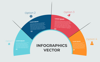 Fototapeta premium Business Infographic design template Vector with 4 successive steps. Four colorful circular elements. Timeline design for brochure, presentation. Infographic design layout