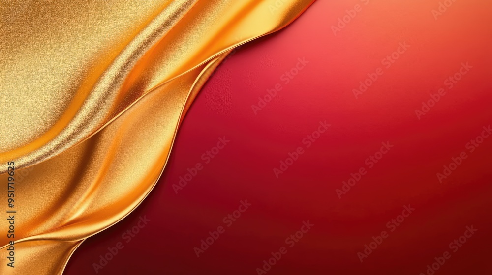 Poster elegant fabric draping with rich gold and deep red tones, creating a luxurious and warm background f
