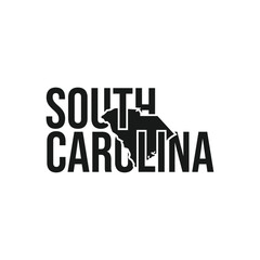 south carolina state symbol, map icon with vector silhouette