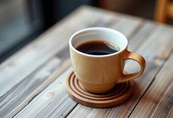Obraz premium cup of coffee on wooden table