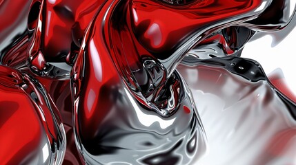 Abstract Red and Silver Metallic Liquid