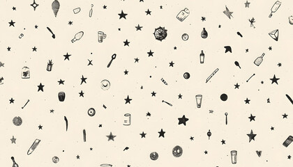 Repeating small icons, like stars, dots, or simple symbols, evenly spaced on a neutral background for a subtle pattern.