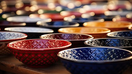 Different ceramic empty plates and bowls