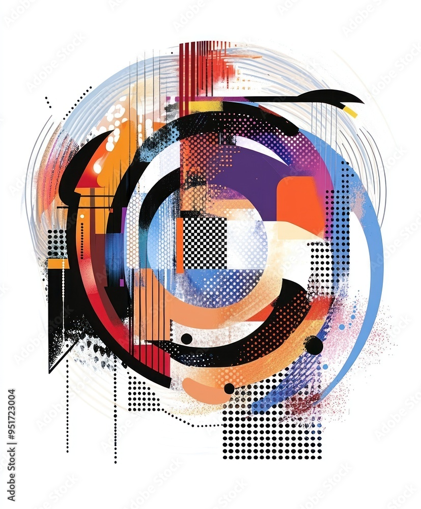 Wall mural Abstract graphic design featuring vibrant colors and geometric shapes.