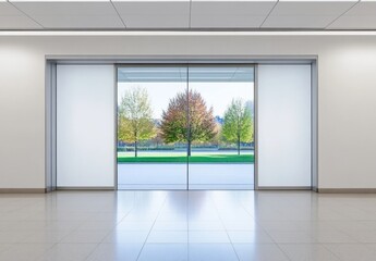 Obraz premium White glass door with office interior view