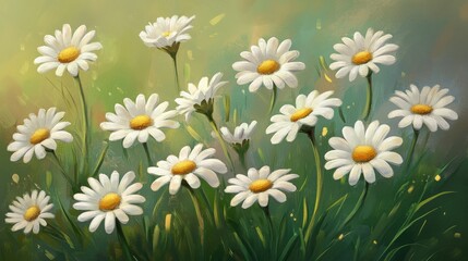 Obraz premium Whimsical daisies in gentle breeze
