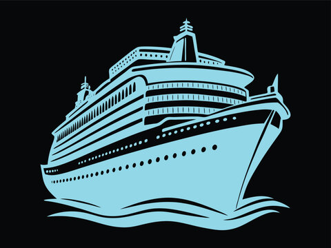 recommend clip art: Modern Blue Cruise Liner Illustration with Minimalist Design
                    