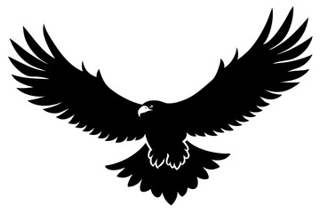 A Bald Eagle black Silhouette Vector, Flying Bald Eagle black and white Silhouette vector isolated on a white background