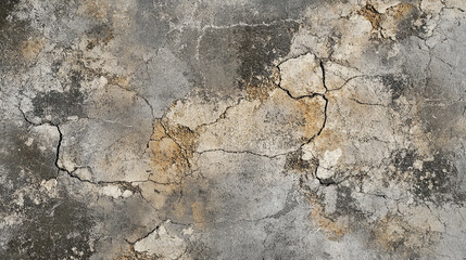 Naklejka premium Rough concrete wall texture background with cracks and imperfections, presenting a raw and industrial style suitable for architecture and urban design projects.