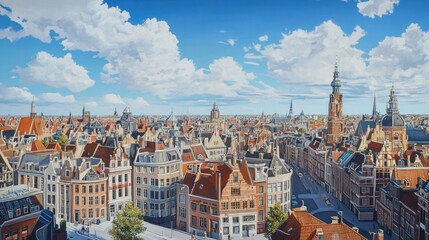 Obraz premium A Bright and Sunny Day Over a Cityscape
