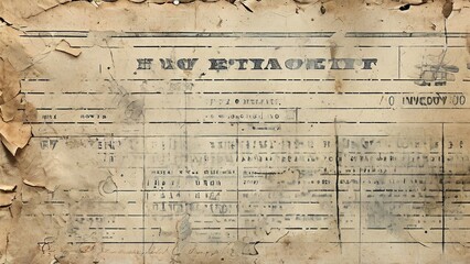 Fototapeta premium A close-up of a worn, aged, and torn piece of paper with illegible writing.