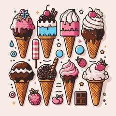 Vibrant Vectors of Ice Cream