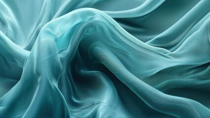 Obraz premium Abstract blue fabric background with soft, flowing, and delicate wrinkles.