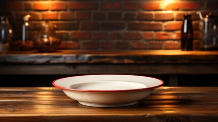 empty plate over wooden table photo