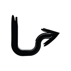 Artistic modern black arrow vector design isolated on a white square background