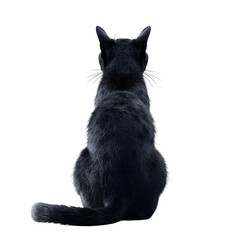 Black Cat Sitting with Back Turned