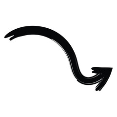 Artistic modern black arrow vector design isolated on a white square background