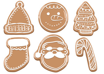 Gingerbread Christmas Cookies:  A collection of festive and delicious gingerbread cookies, including a candy, santa claus, christmas tree, and snowman,