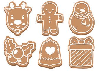 Gingerbread Christmas Cookies:  A collection of festive and delicious gingerbread cookies, including a reindeer, gingerbread man, snowman, holly, bell, and gift box.