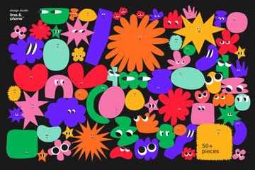 Cute Smiles Emotion Shapes 80+ Pieces Vector Graphics