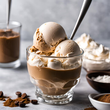 Gelato al caff&egrave; e bacio in coppetta di vetro