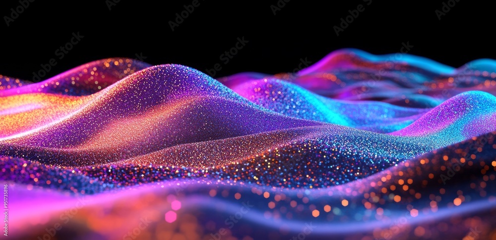 Poster a futuristic technology wave with an abstract digital background. visualization of big data.