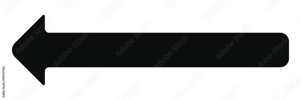 Poster black arrow pointing left. arrow shape element. long black arrow. arrow vector. eps 10.