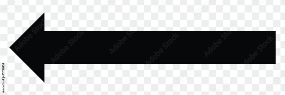 Poster black arrow pointing left. arrow shape element. long black arrow. arrow vector. eps 10.