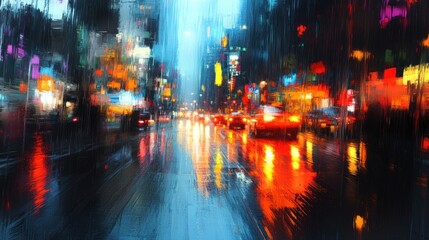 Rainy Night Cityscape