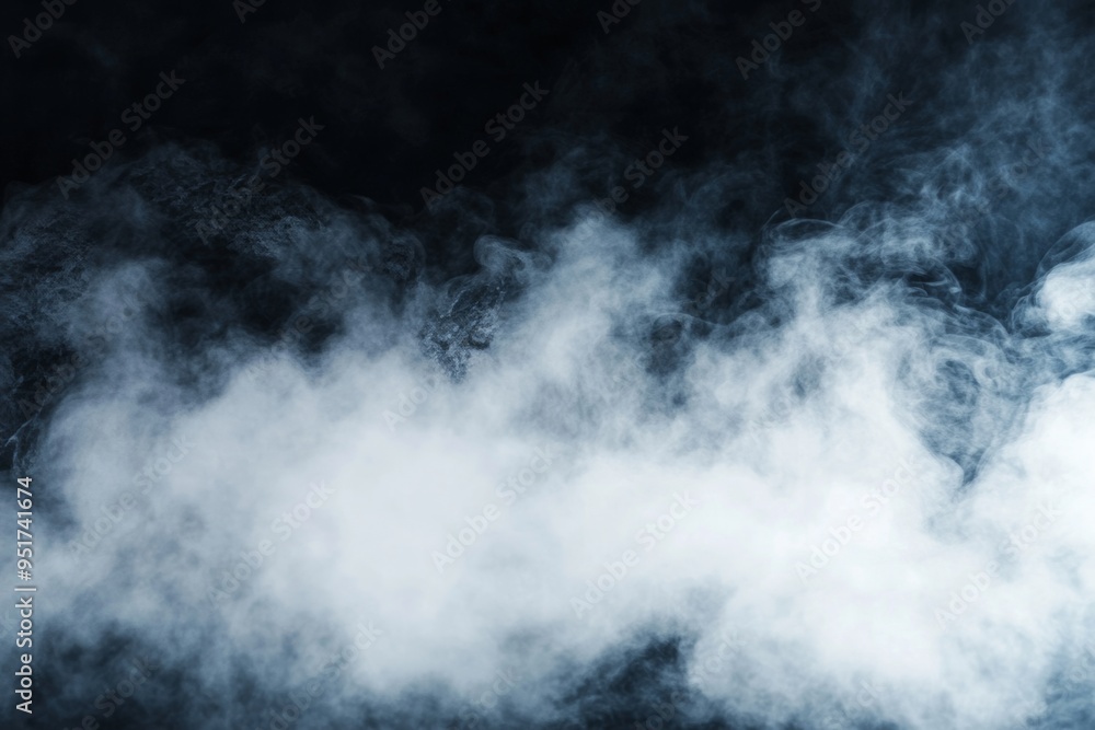 Poster a white smoke or fog abstract on a dark background with space for your text