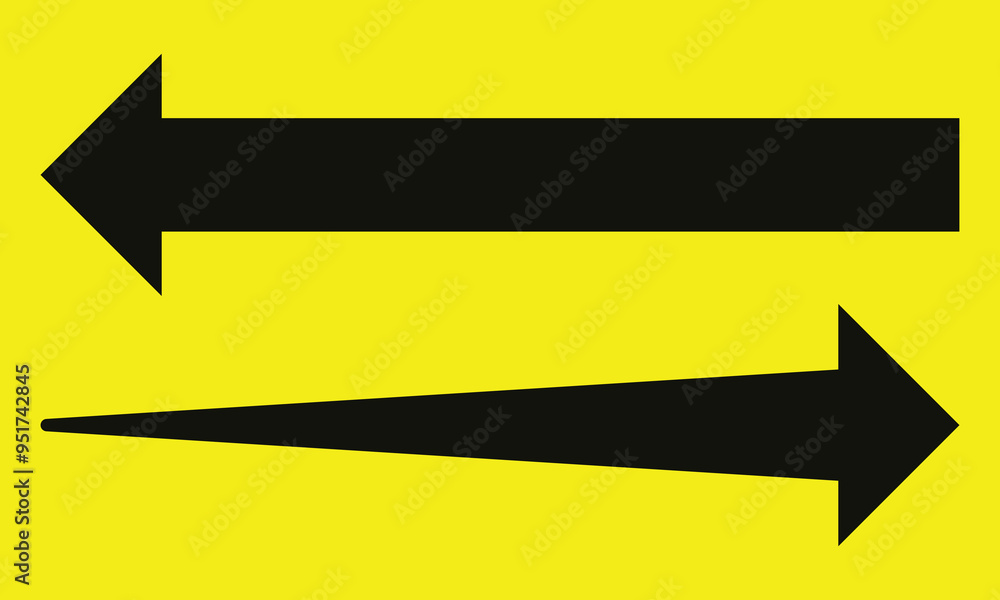 Poster black arrow pointing right and left . arrow shape icon element . black large forward or right pointi