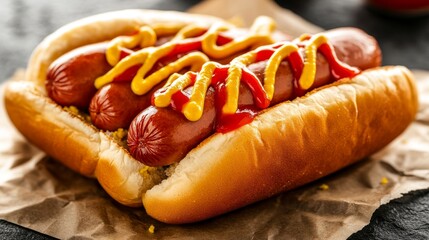 With ketchup, mustard, and caramelized onions on top, it's the perfect hotdog